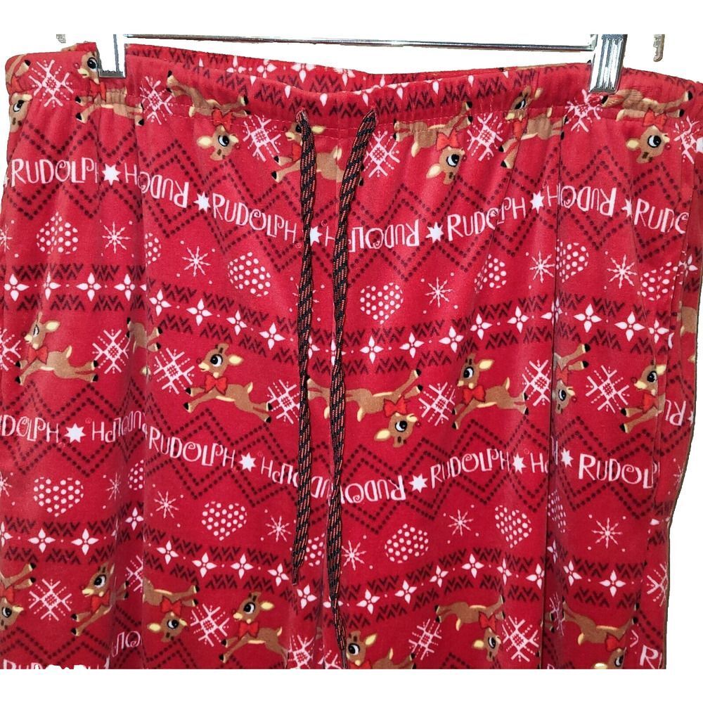 The Rudolph Co Size 12-14 Lounge Pants / Pajamas Stretch Soft Reindeer Red Xmas - Picture 6 of 11